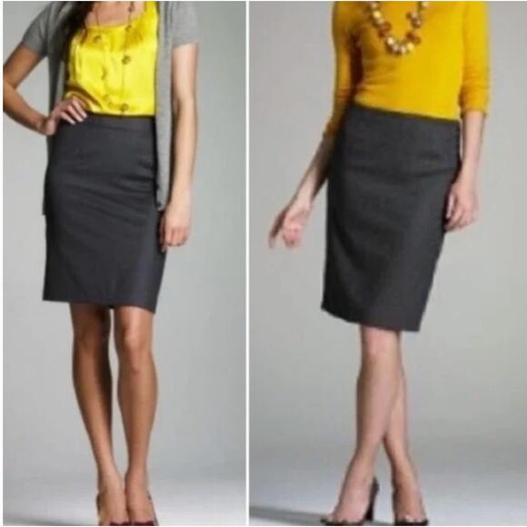 J. Crew Double-Serge Wool The Pencil Skirt Charcoal Gray 46575 Size 10 - Picture 1 of 9